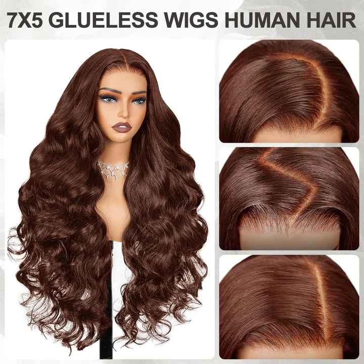 5x7 Chocolate Brown Body Waves HD Lace Front Wigs For Women