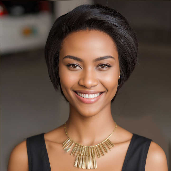 Brazilian Head Horse Human Hair Women Wigs Short Pixie Cut Natural Wave