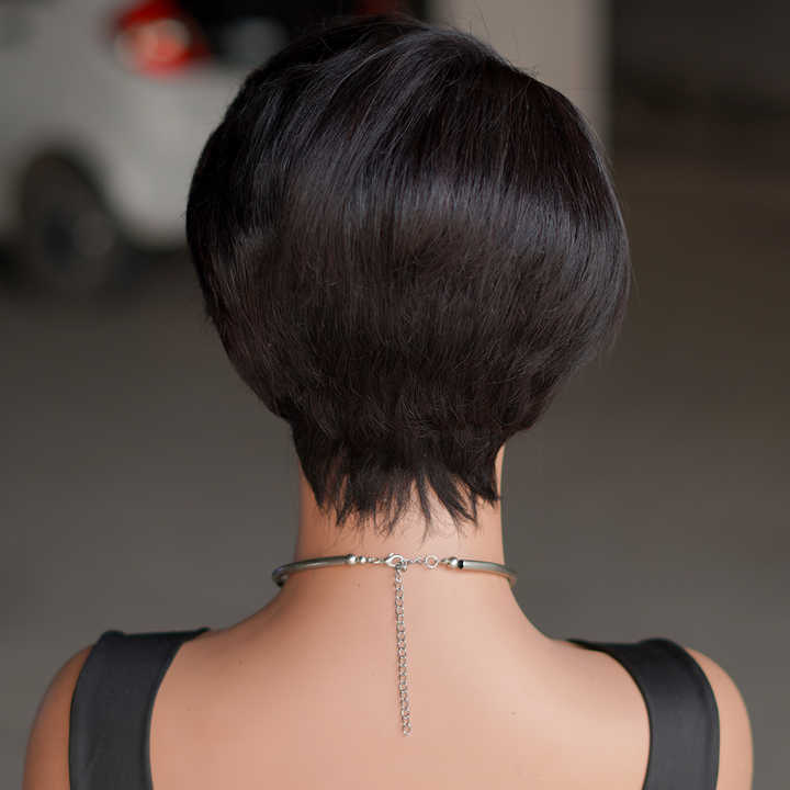 Brazilian Head Horse Human Hair Women Wigs Short Pixie Cut Natural Wave