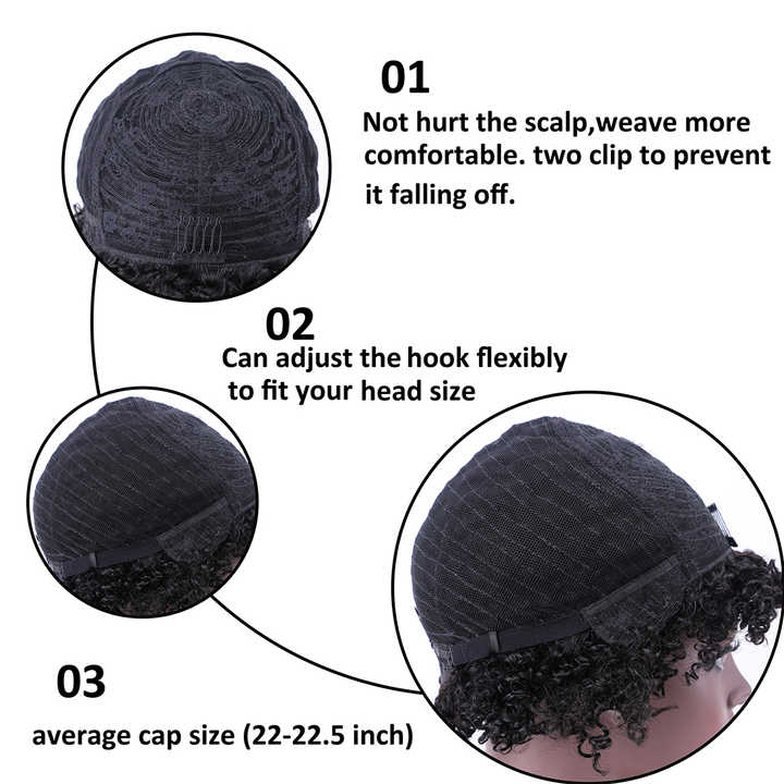 Short Stretchy African Twisted Curly Wig Brazilian Glueless Short Hair