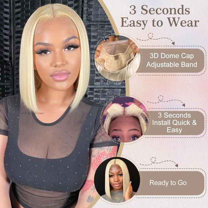 Lace Front Short Hair Wigs Brazilian Pre Pulled Remy Hair
